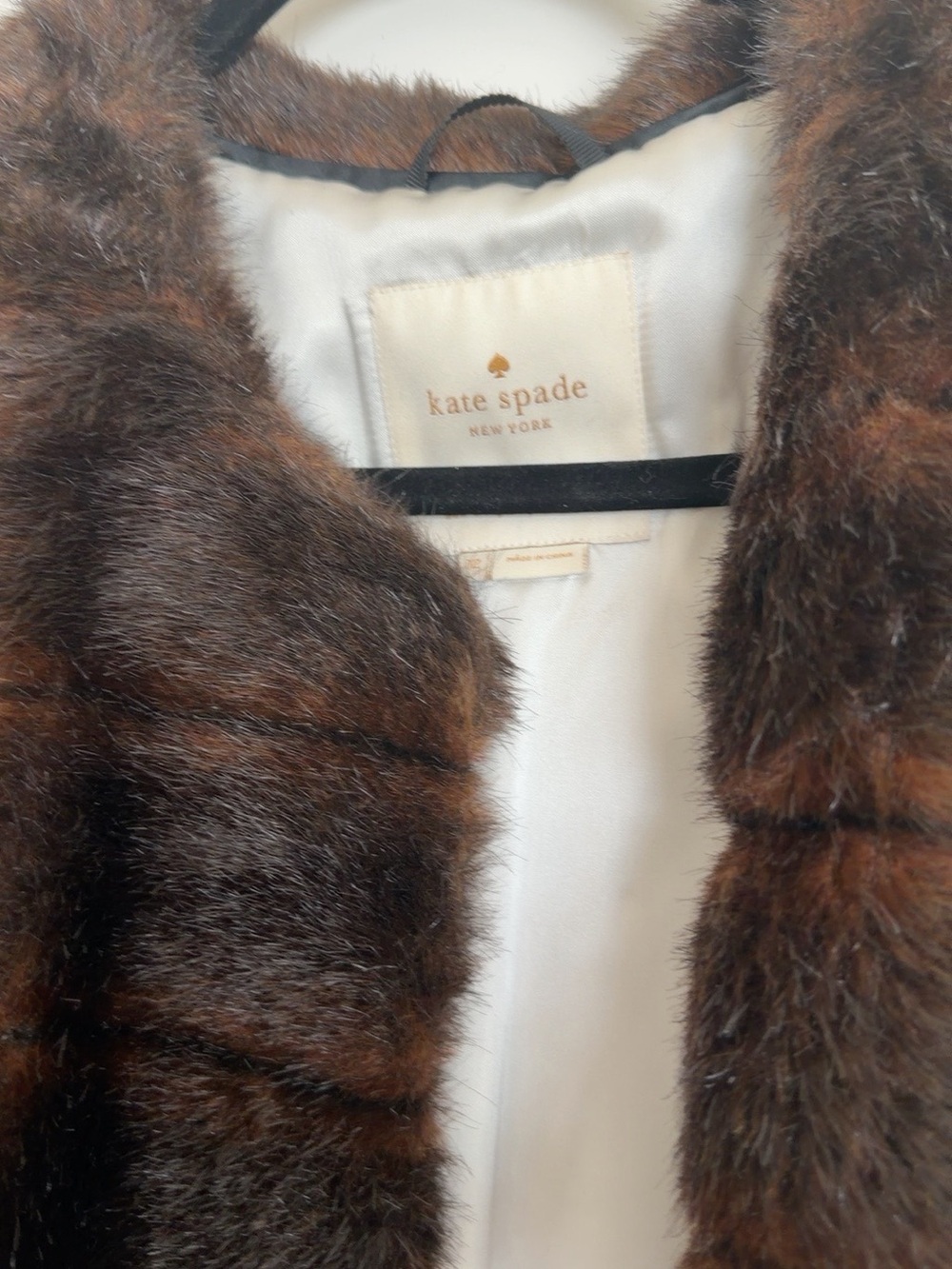 kate spade Brown Faux Fur Long Coat - Picture 2 of 2